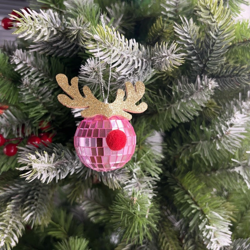 Mirror Elk Horn Christmas Ball Tree Decoration Pendant